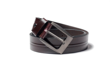 Men's Creased Dress Leather Belt Brown 1